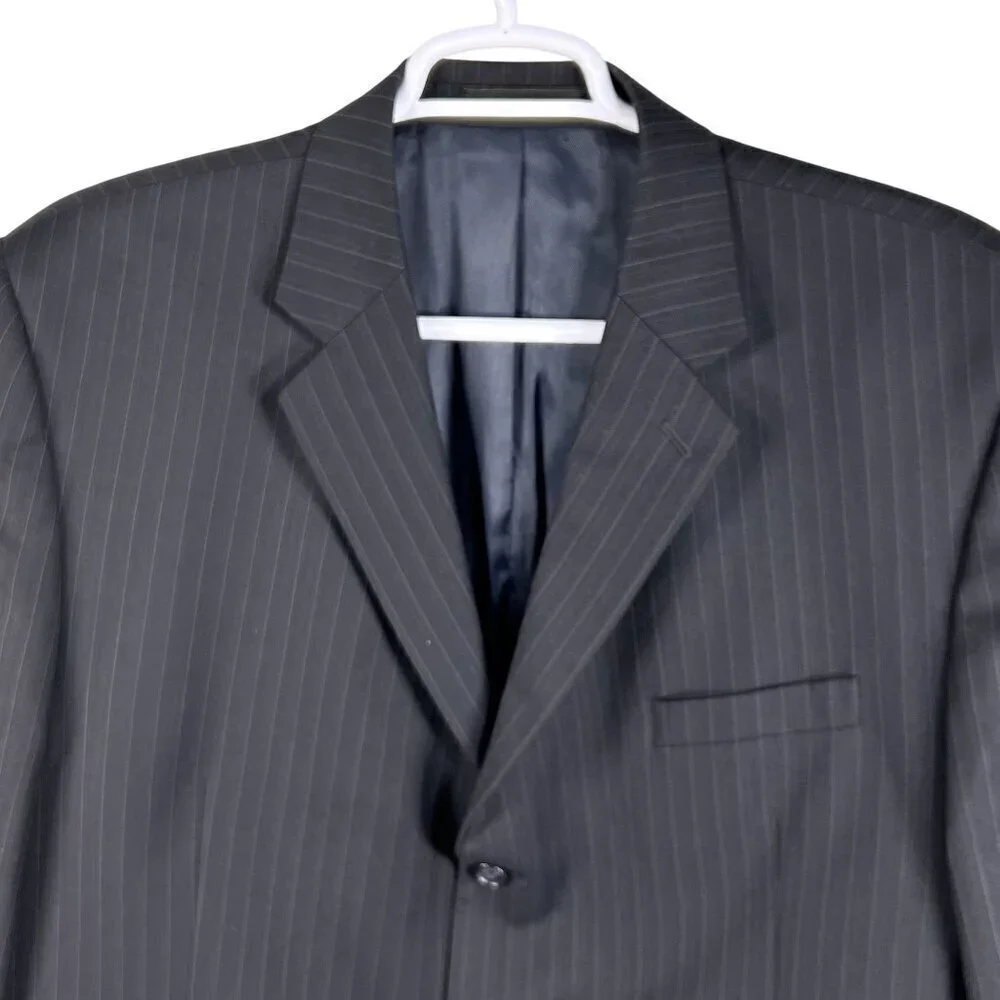 Calvin Klein Mens 44R Blue Pinstripe Wool Single Breasted Sport Coat Old Money